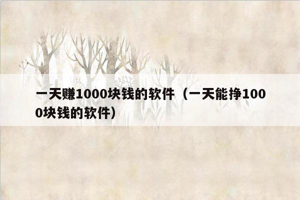 一天赚1000块钱的软件（一天能挣1000块钱的软件）