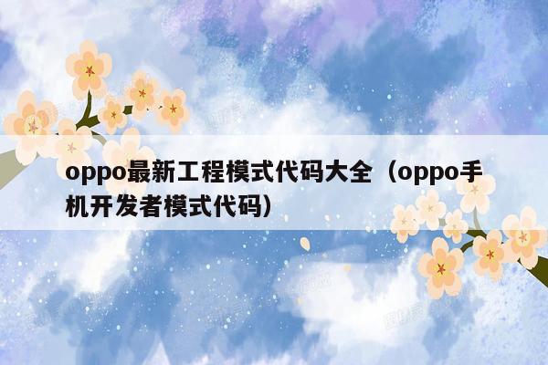 oppo最新工程模式代码大全（oppo手机开发者模式代码）