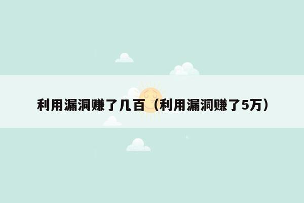 利用漏洞赚了几百（利用漏洞赚了5万）