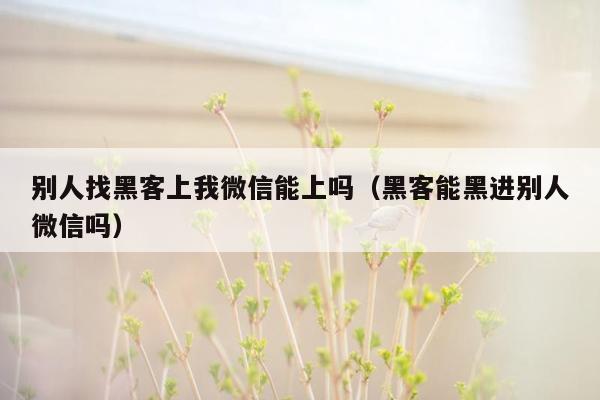 别人找黑客上我微信能上吗（黑客能黑进别人微信吗）