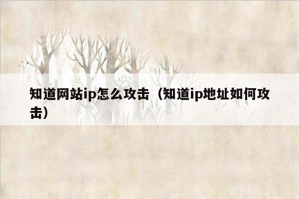 知道网站ip怎么攻击（知道ip地址如何攻击）