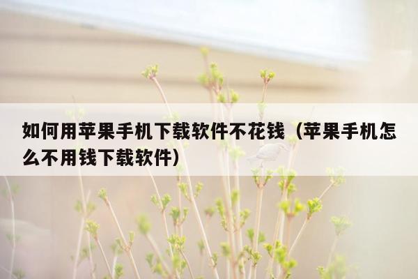 如何用苹果手机下载软件不花钱（苹果手机怎么不用钱下载软件）