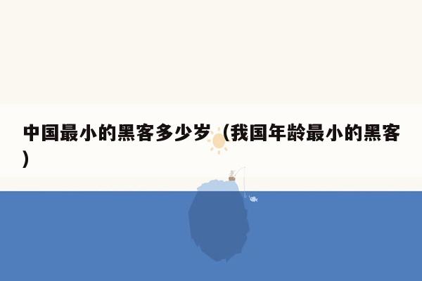 中国最小的黑客多少岁（我国年龄最小的黑客）