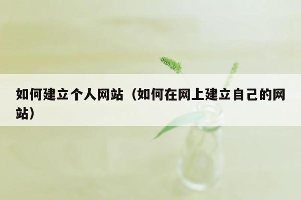 如何建立个人网站（如何在网上建立自己的网站）