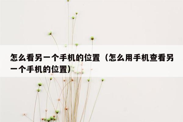 怎么看另一个手机的位置（怎么用手机查看另一个手机的位置）