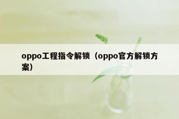 oppo工程指令解锁（oppo官方解锁方案）