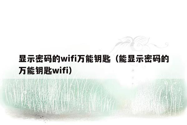 显示密码的wifi万能钥匙（能显示密码的万能钥匙wifi）