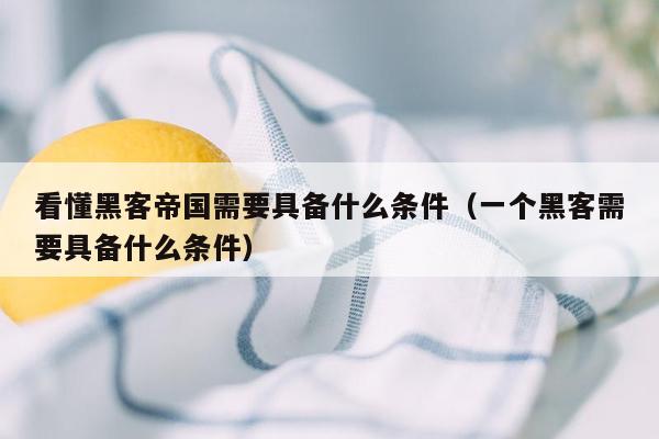 看懂黑客帝国需要具备什么条件（一个黑客需要具备什么条件）