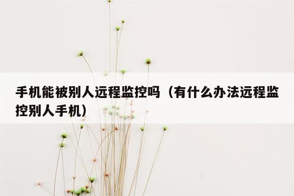 手机能被别人远程监控吗（有什么办法远程监控别人手机）