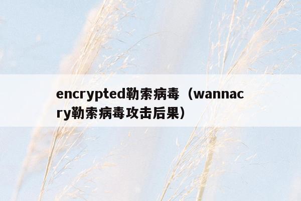 encrypted勒索病毒（wannacry勒索病毒攻击后果）