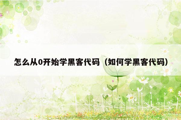 怎么从0开始学黑客代码（如何学黑客代码）