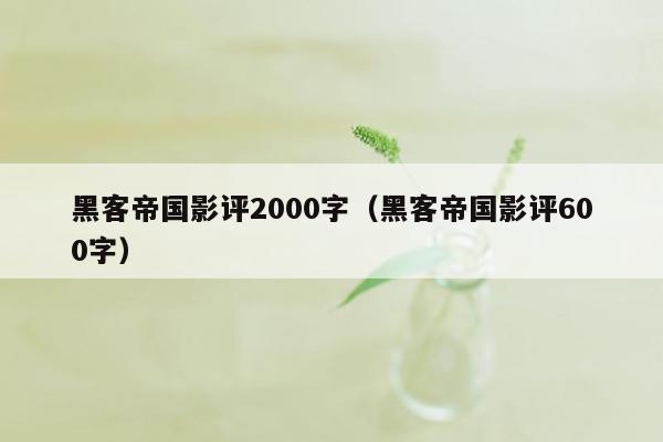 黑客帝国影评2000字（黑客帝国影评600字）