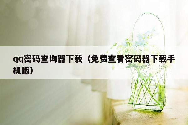 qq密码查询器下载（免费查看密码器下载手机版）