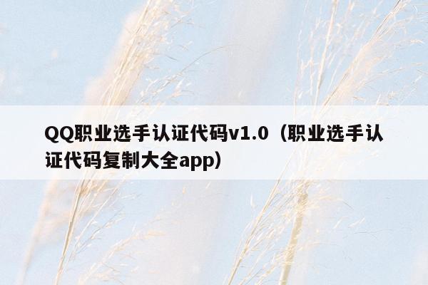 QQ职业选手认证代码v1.0（职业选手认证代码复制大全app）