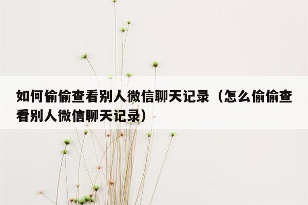 如何偷偷查看别人微信聊天记录（怎么偷偷查看别人微信聊天记录）