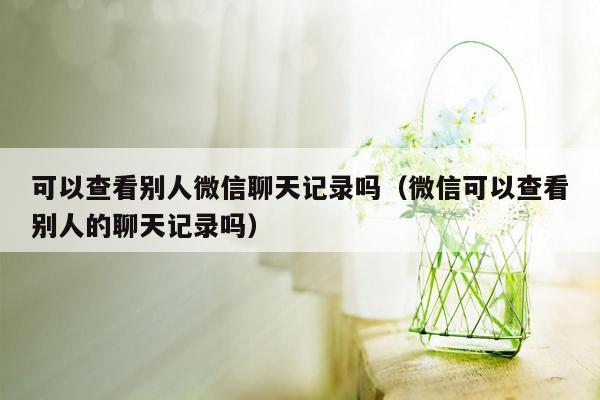 可以查看别人微信聊天记录吗（微信可以查看别人的聊天记录吗）