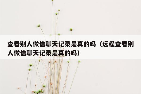 查看别人微信聊天记录是真的吗（远程查看别人微信聊天记录是真的吗）