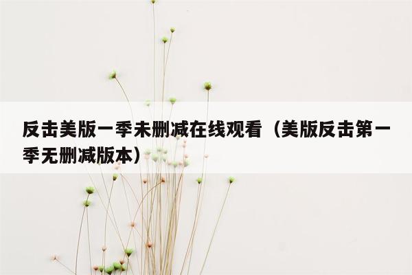 反击美版一季未删减在线观看（美版反击第一季无删减版本）