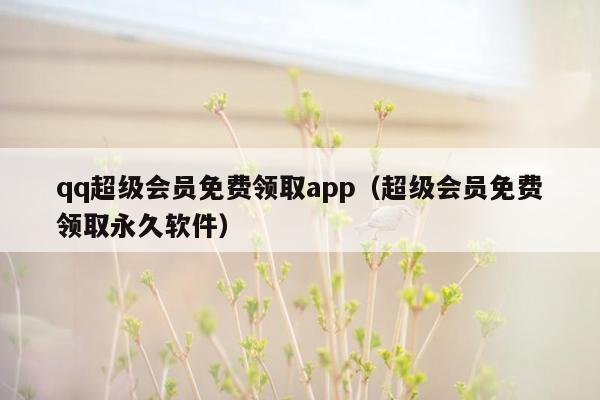 qq超级会员免费领取app（超级会员免费领取永久软件）