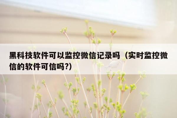 黑科技软件可以监控微信记录吗（实时监控微信的软件可信吗?）