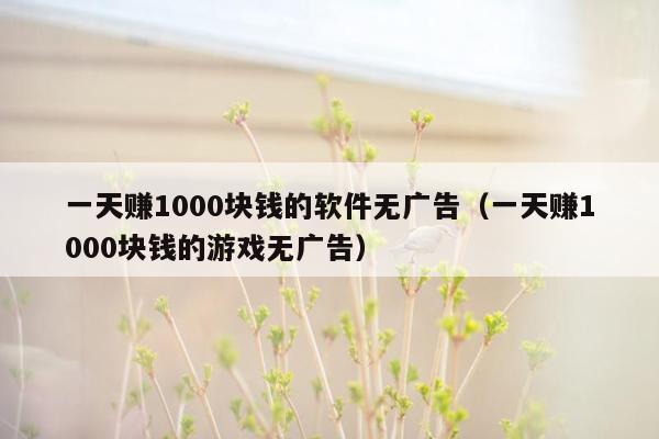 一天赚1000块钱的软件无广告（一天赚1000块钱的游戏无广告）