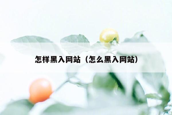 怎样黑入网站（怎么黑入网站）