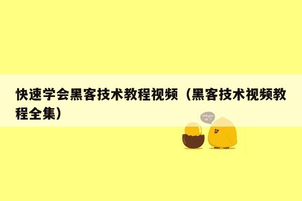 快速学会黑客技术教程视频（黑客技术视频教程全集）