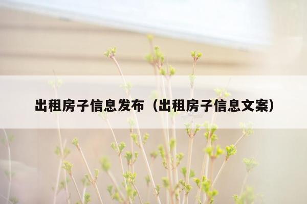 出租房子信息发布（出租房子信息文案）