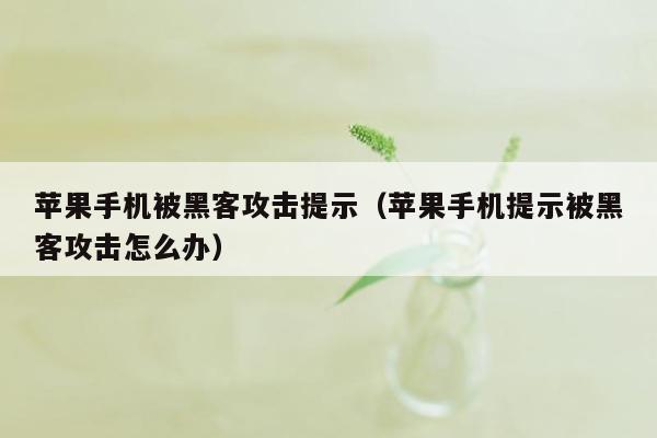 苹果手机被黑客攻击提示（苹果手机提示被黑客攻击怎么办）