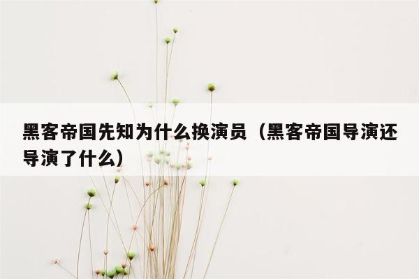 黑客帝国先知为什么换演员（黑客帝国导演还导演了什么）