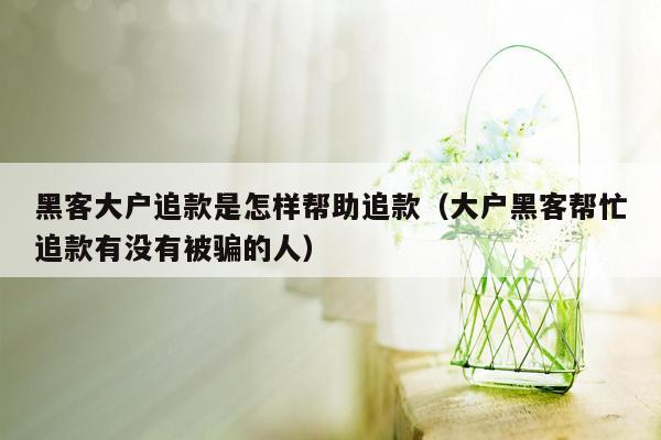 黑客大户追款是怎样帮助追款（大户黑客帮忙追款有没有被骗的人）