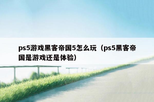 ps5游戏黑客帝国5怎么玩（ps5黑客帝国是游戏还是体验）