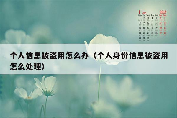 个人信息被盗用怎么办（个人身份信息被盗用怎么处理）