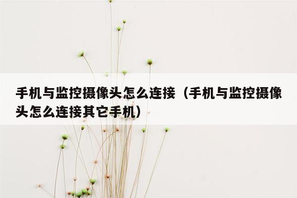 手机与监控摄像头怎么连接（手机与监控摄像头怎么连接其它手机）