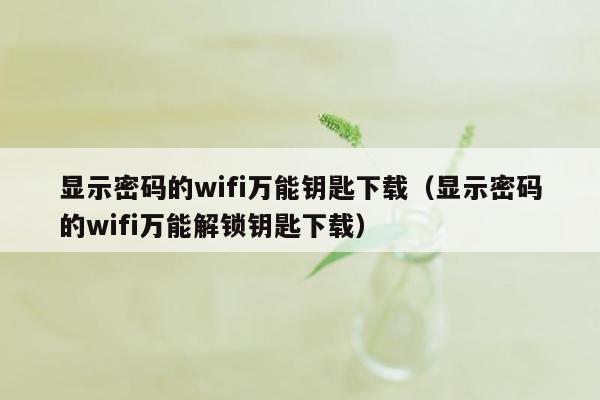 显示密码的wifi万能钥匙下载（显示密码的wifi万能解锁钥匙下载）