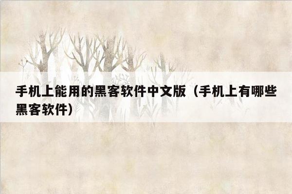 手机上能用的黑客软件中文版（手机上有哪些黑客软件）