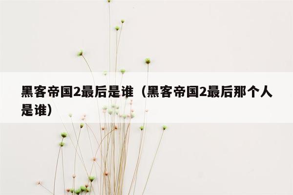 黑客帝国2最后是谁（黑客帝国2最后那个人是谁）