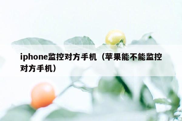 iphone监控对方手机（苹果能不能监控对方手机）