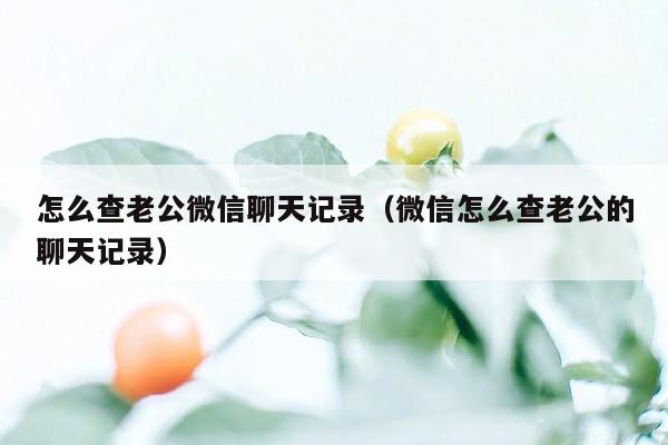 怎么查老公微信聊天记录（微信怎么查老公的聊天记录）