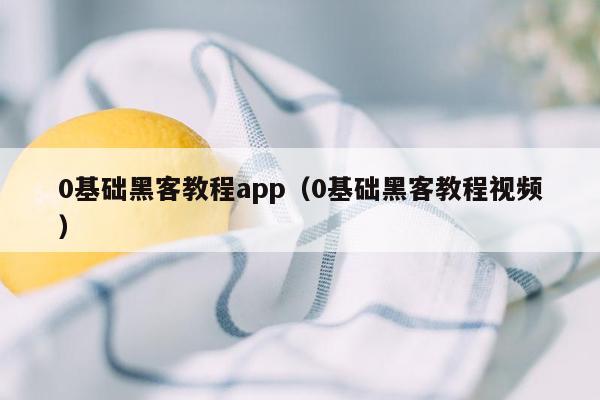 0基础黑客教程app（0基础黑客教程视频）