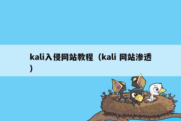 kali入侵网站教程（kali 网站渗透）