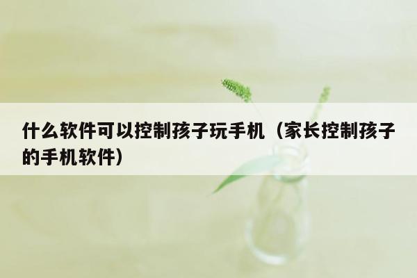 什么软件可以控制孩子玩手机（家长控制孩子的手机软件）