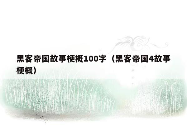 黑客帝国故事梗概100字（黑客帝国4故事梗概）