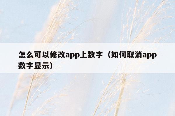 怎么可以修改app上数字（如何取消app数字显示）