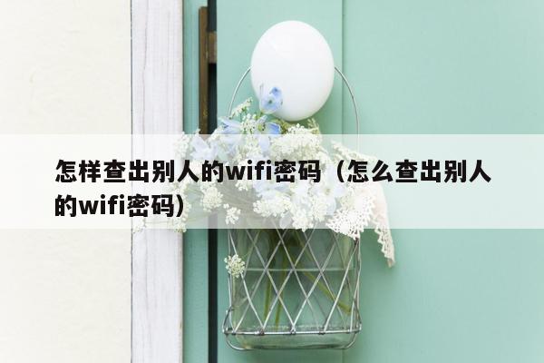 怎样查出别人的wifi密码（怎么查出别人的wifi密码）