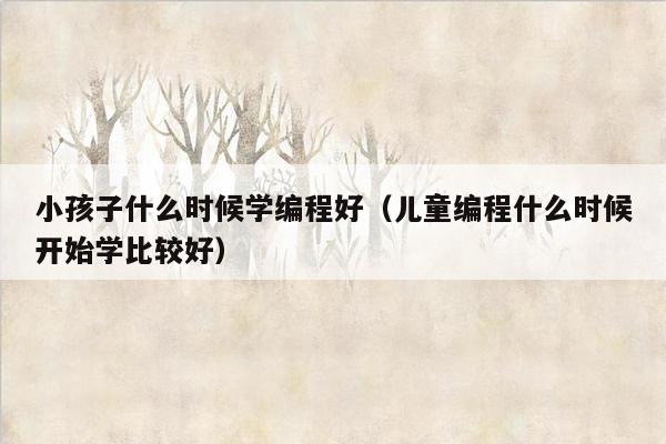 小孩子什么时候学编程好（儿童编程什么时候开始学比较好）