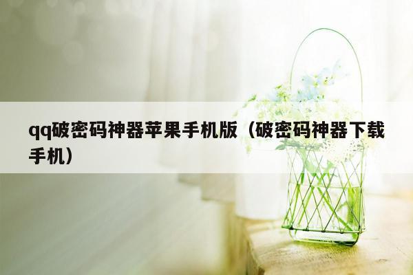 qq破密码神器苹果手机版（破密码神器下载手机）