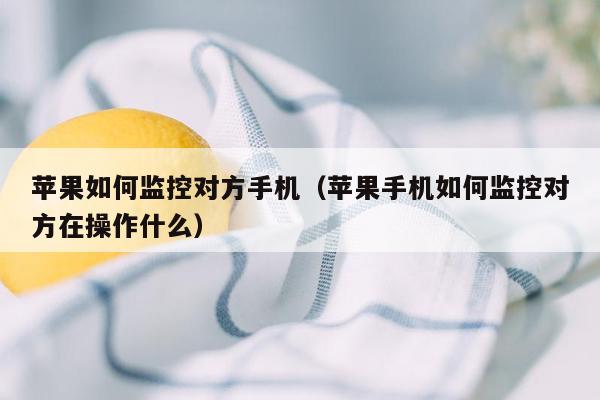 苹果如何监控对方手机（苹果手机如何监控对方在操作什么）