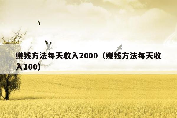 赚钱方法每天收入2000（赚钱方法每天收入100）