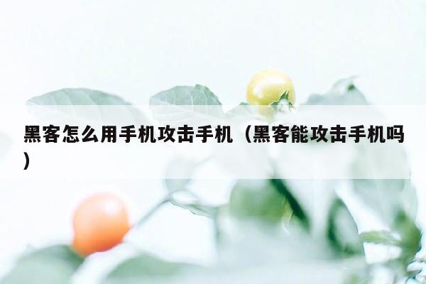 黑客怎么用手机攻击手机（黑客能攻击手机吗）